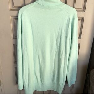 Gap SzXL Sweater Aqua Long Sleeve Split Hem Banded Turtle Neck Super Soft